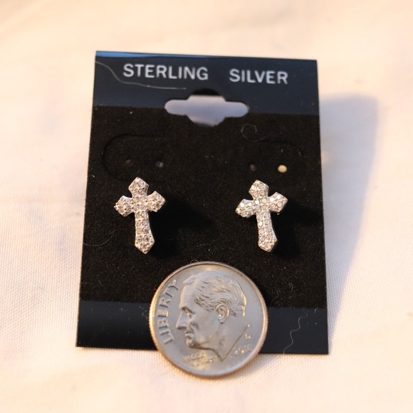 Jewelry - Sterling Silver Stud Cross Earrings